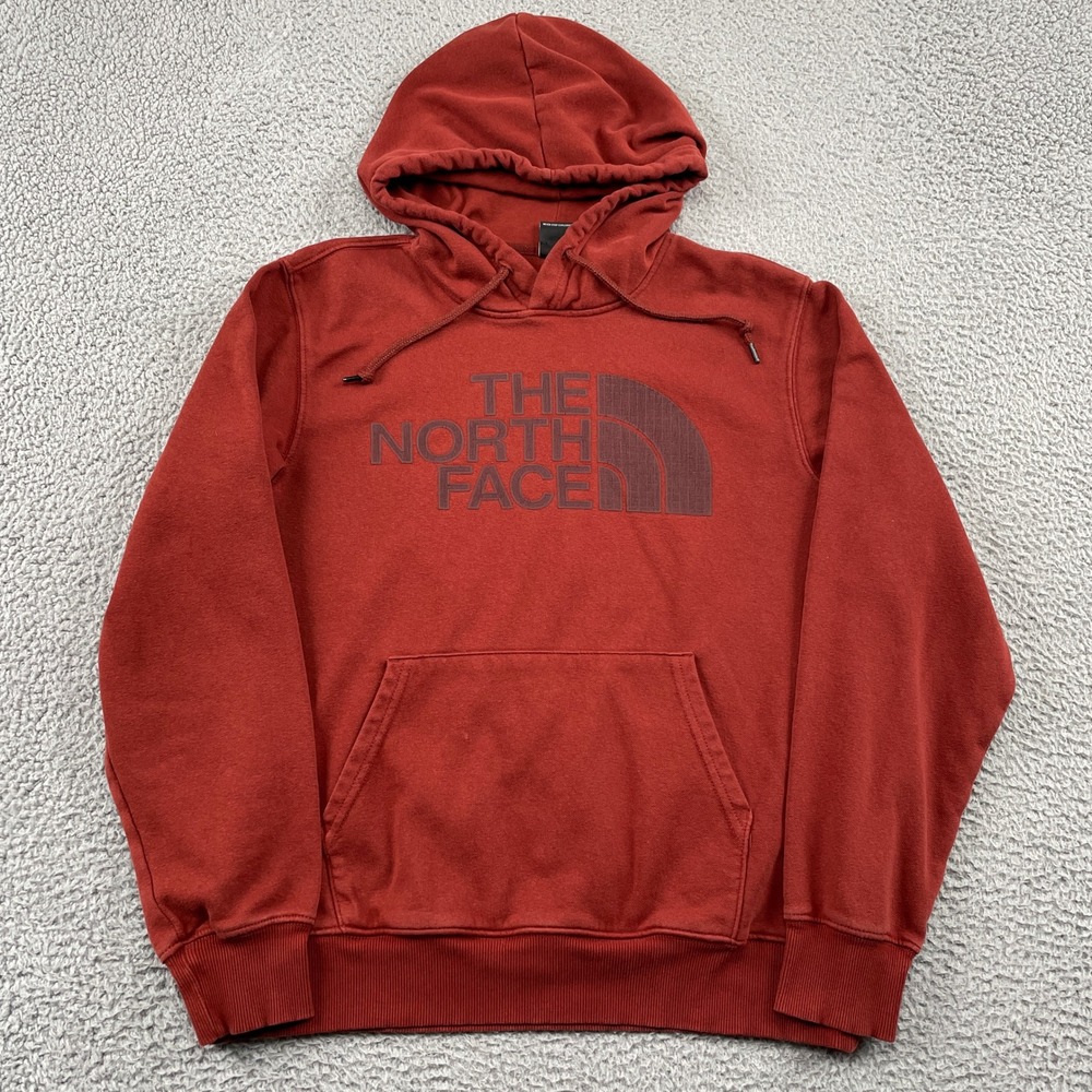 The North Face Hoodie Mens Medium Red Half Dome Logo Pullover A7RAC F22 Fleece